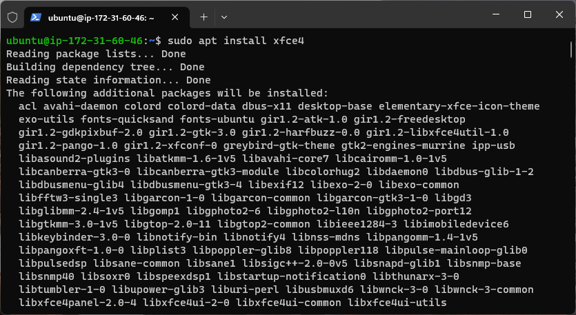 Install Xfce4 in Ubuntu Server
