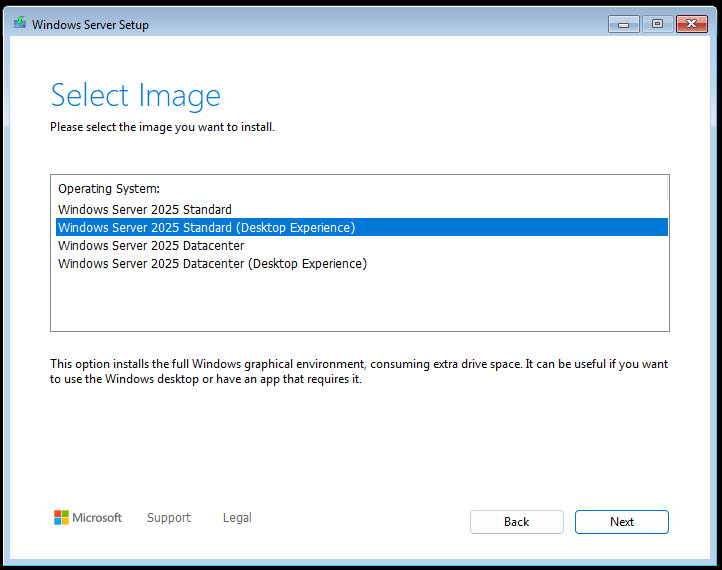 Select Windows Server Image 