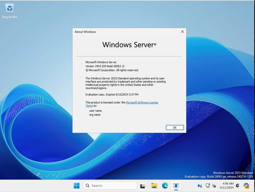 Windows Server 2025 Desktop Setup Successfully