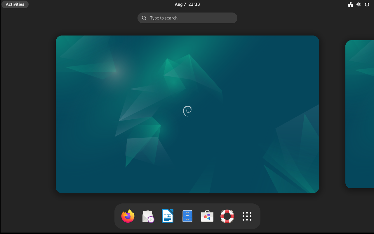 debian desktop installed successfully