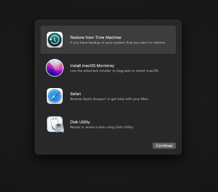 MacOS Recover Menu
