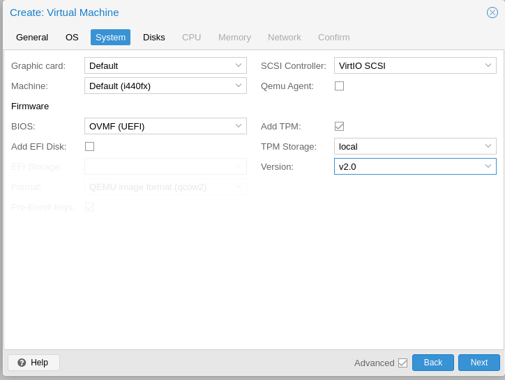 Configure system for proxmox vm