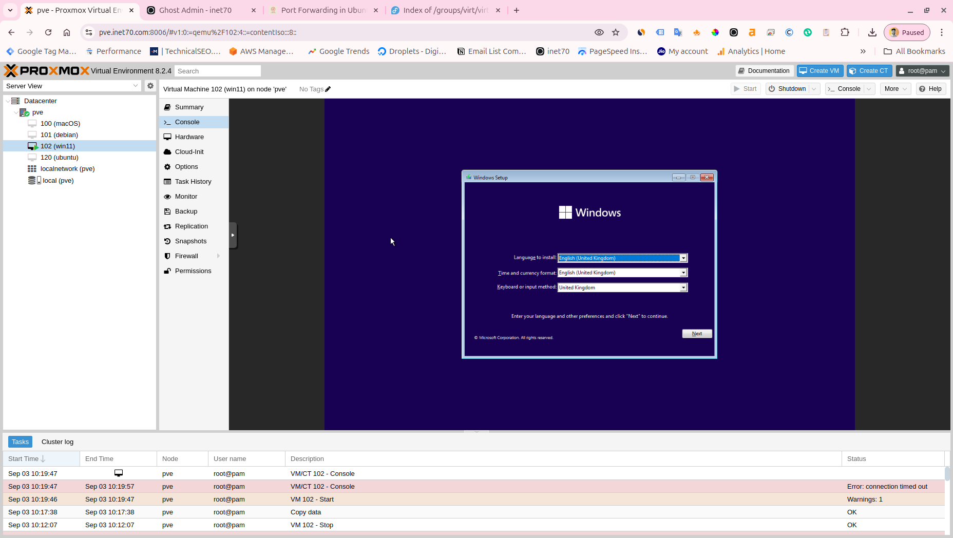 windows 11 installation in proxmox