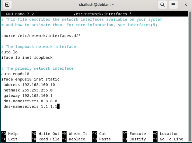 add static ip on debian