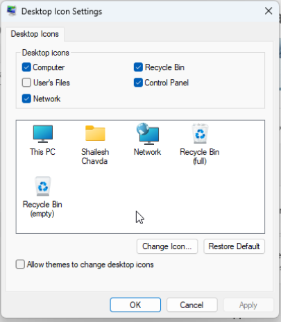 windows 11 change icon settings