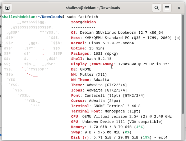 fastfetch demo on desktop