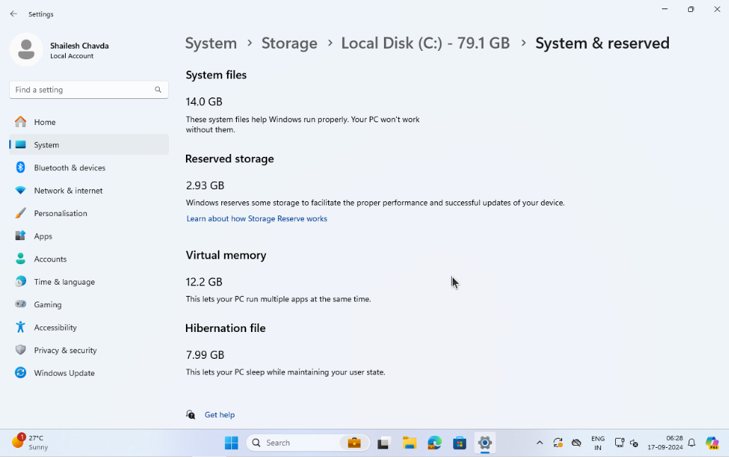 check current expanded virtual memory