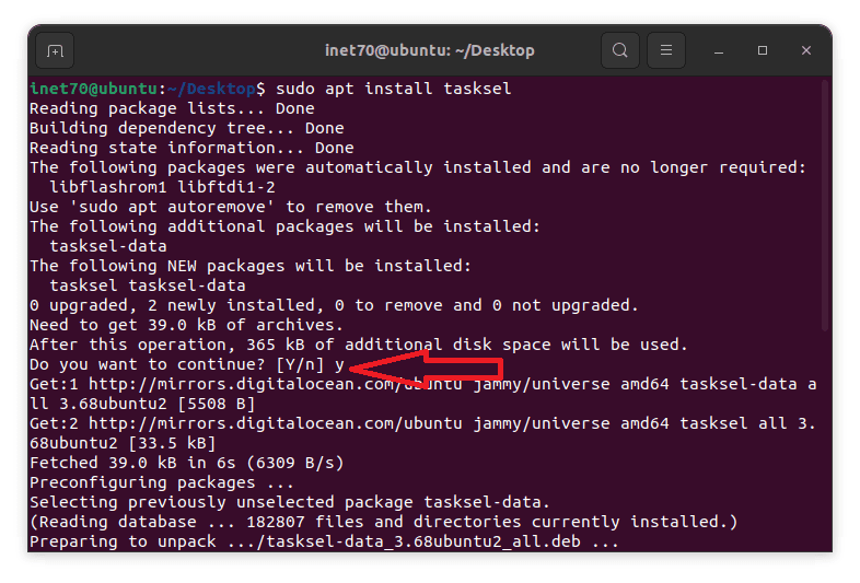tasksel on Ubuntu 22.04